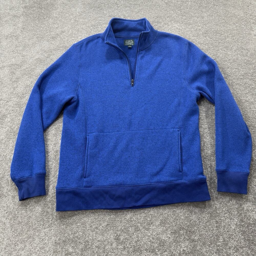 J.Crew Sporting Goods Mens‎ Large Blue Fleece Pullover 1/4 Zip Sweatshirt Jacket - Picture 5 of 8
